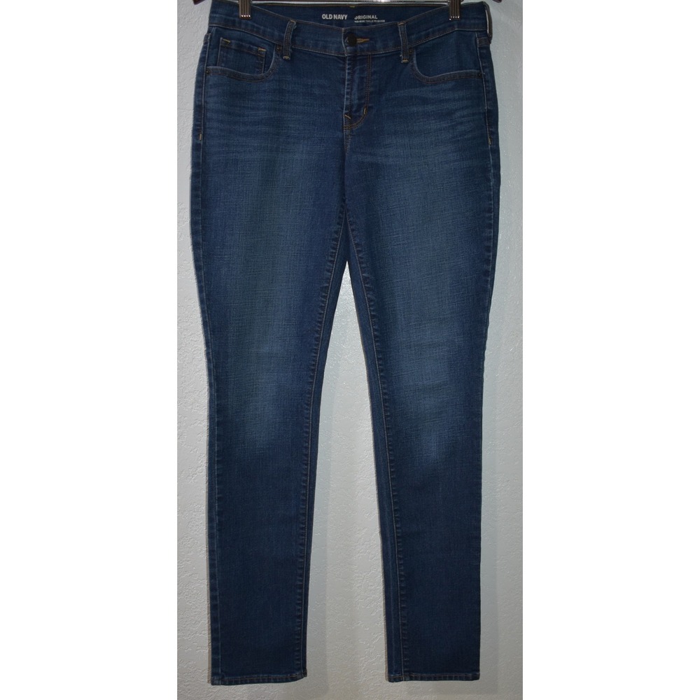 Old Navy‎ Original Mid-Rise Jeans 8 LONG Comfy Cotton Stretch 5-Pocket Med Wash